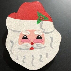 Santa Claus Brooch Pin Head Face Painted Little Round‎